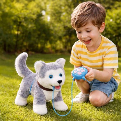 Interactive Husky Walking Dog Toy with Leash – Barking Plush Puppy