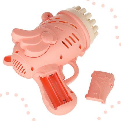 Pistolet do baniek ze skrzydełkami – Różowa wyrzutnia baniek mydlanych 3+