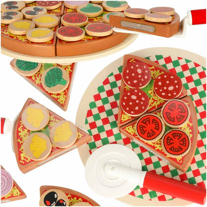Drewniany Zestaw Do Zabawy w Pizzę dla Dzieci – 27 Elementów