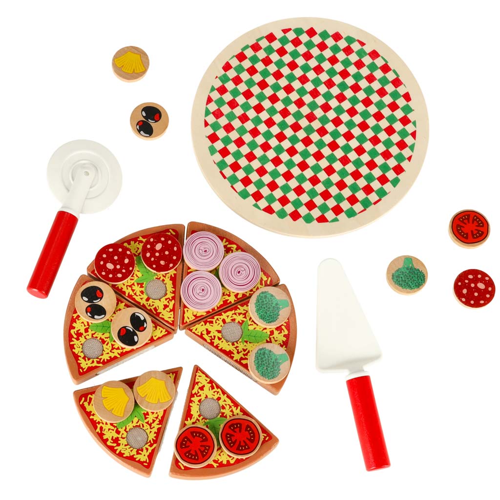 Drewniany Zestaw Do Zabawy w Pizzę dla Dzieci – 27 Elementów