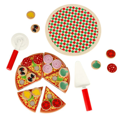 Drewniany Zestaw Do Zabawy w Pizzę dla Dzieci – 27 Elementów