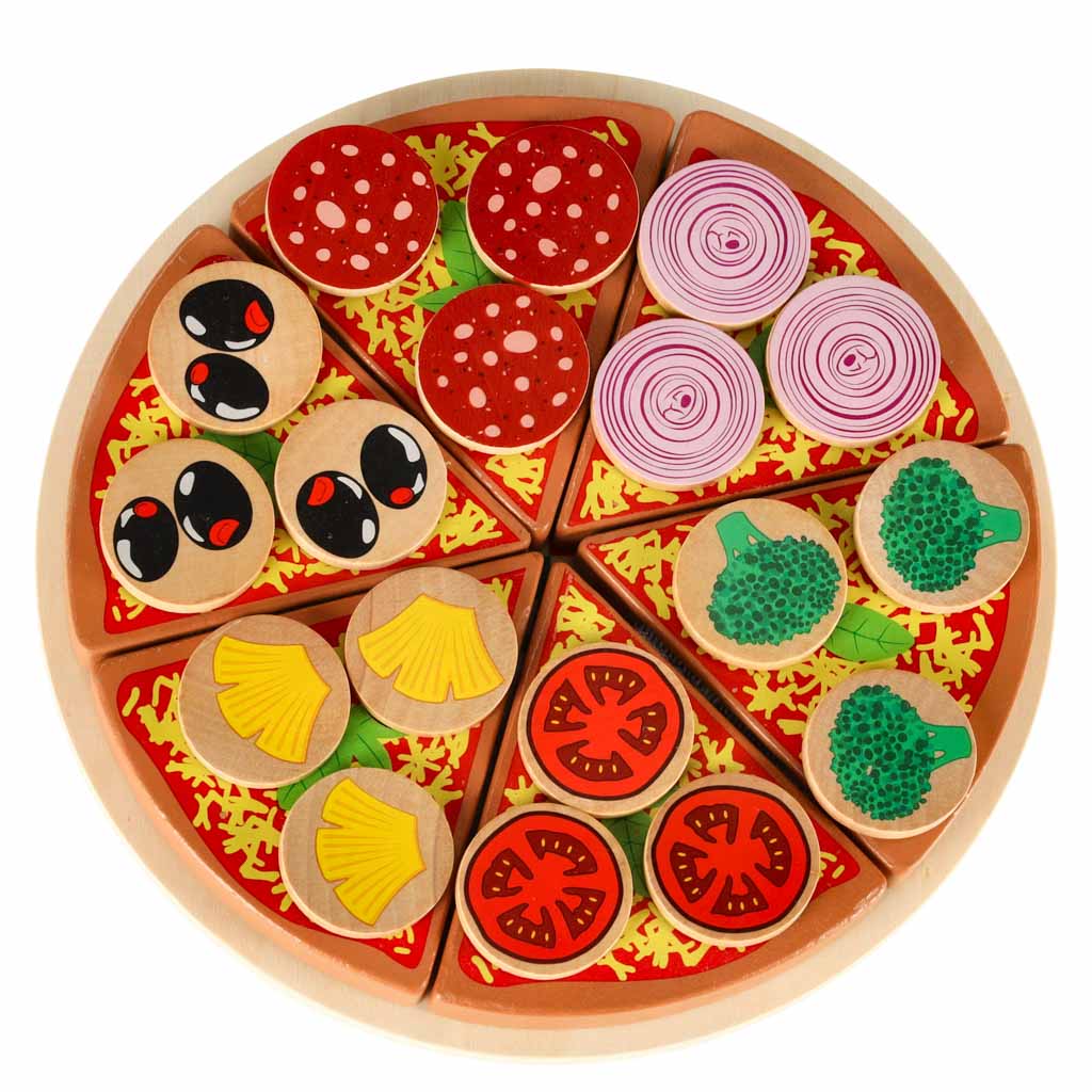 Drewniany Zestaw Do Zabawy w Pizzę dla Dzieci – 27 Elementów