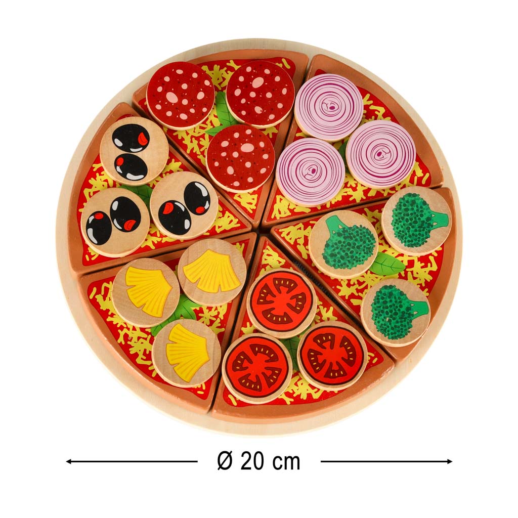 Drewniany Zestaw Do Zabawy w Pizzę dla Dzieci – 27 Elementów