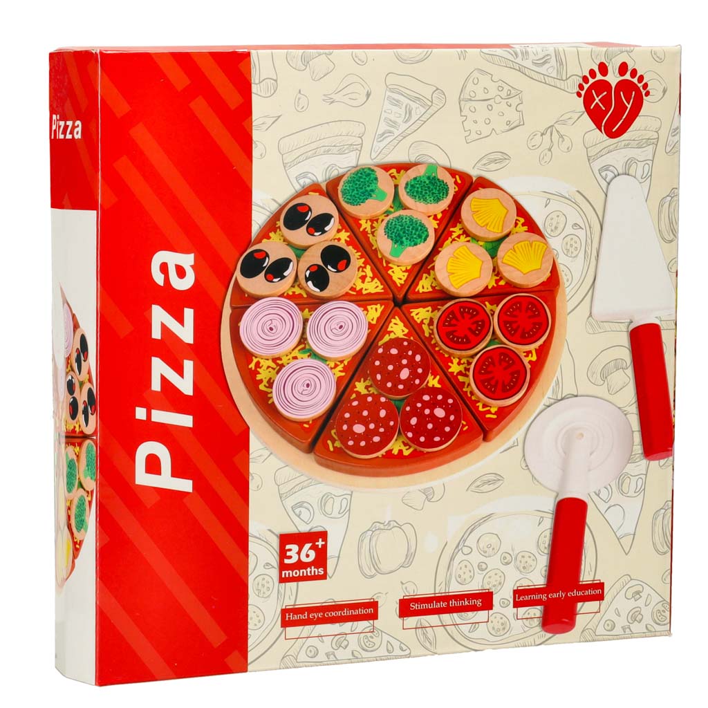 Drewniany Zestaw Do Zabawy w Pizzę dla Dzieci – 27 Elementów
