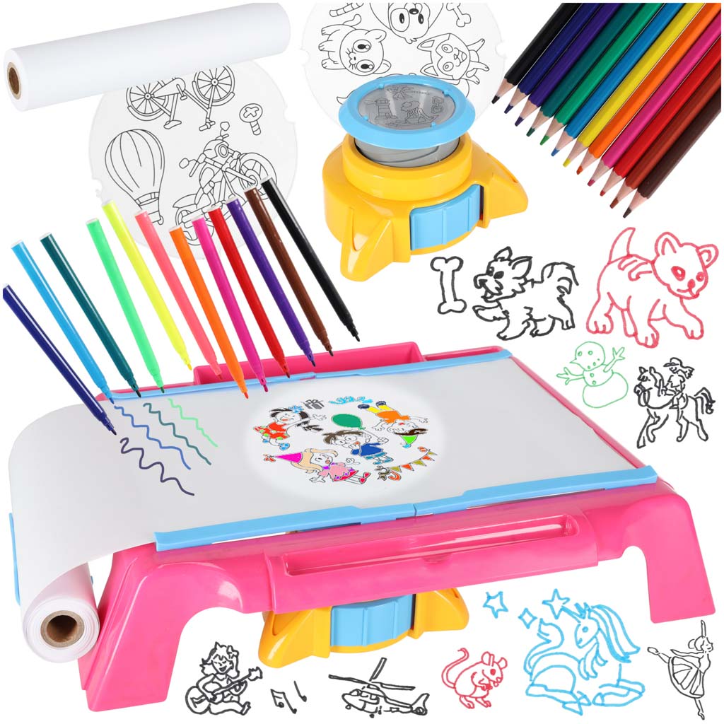 Kids Drawing Projector Table Set – Pink Edition