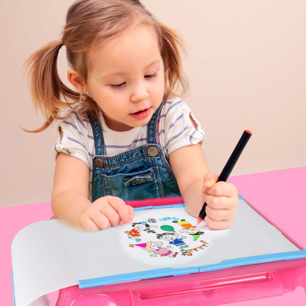 Kids Drawing Projector Table Set – Pink Edition
