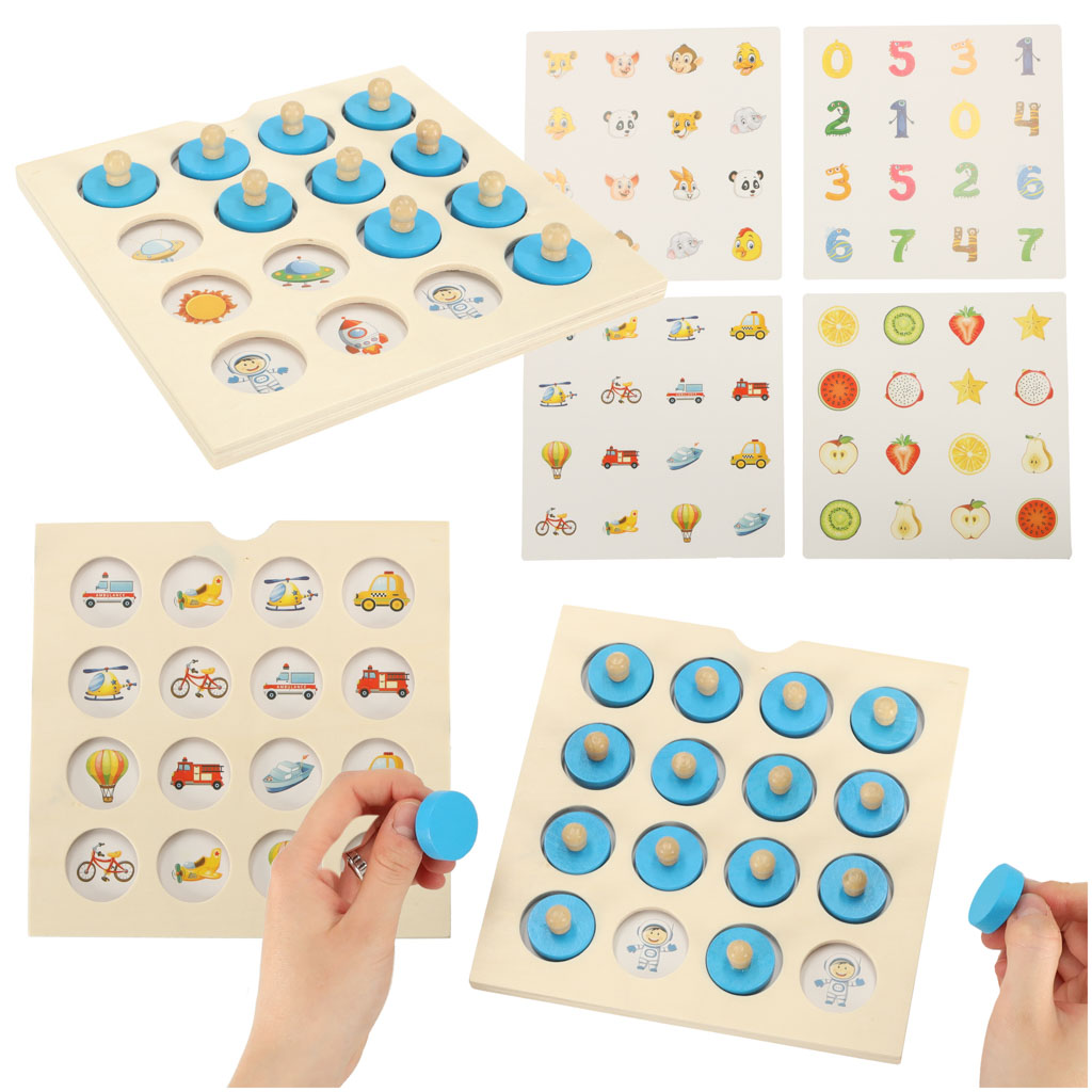 Wooden Memory Matching Game – Educational Puzzle Board with Cards