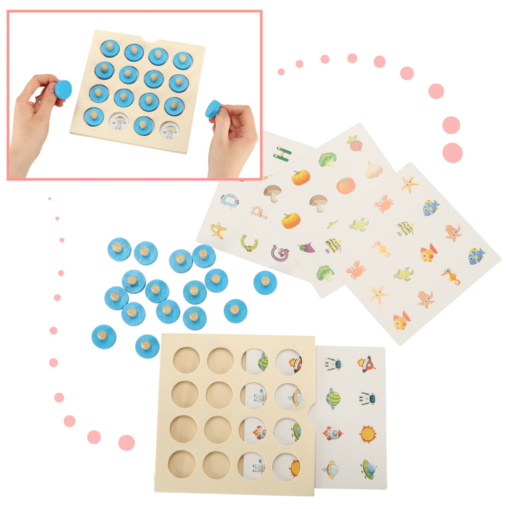 Wooden Memory Matching Game – Educational Puzzle Board with Cards