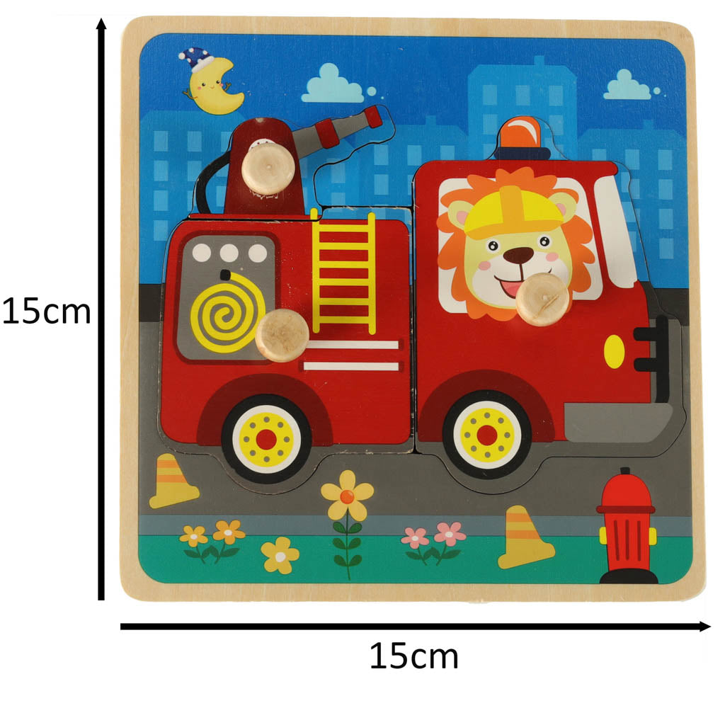 Wooden Fire Truck Puzzle for Toddlers