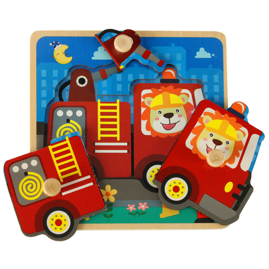 Wooden Fire Truck Puzzle for Toddlers