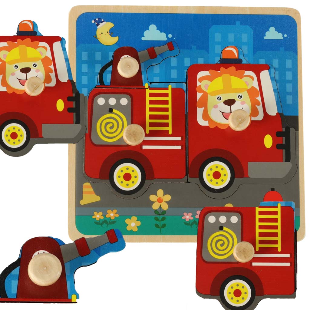 Wooden Fire Truck Puzzle for Toddlers