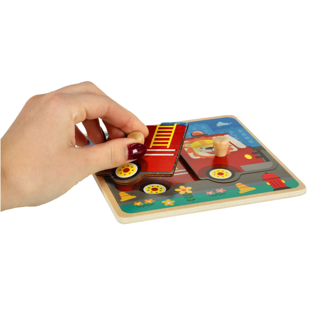 Wooden Fire Truck Puzzle for Toddlers
