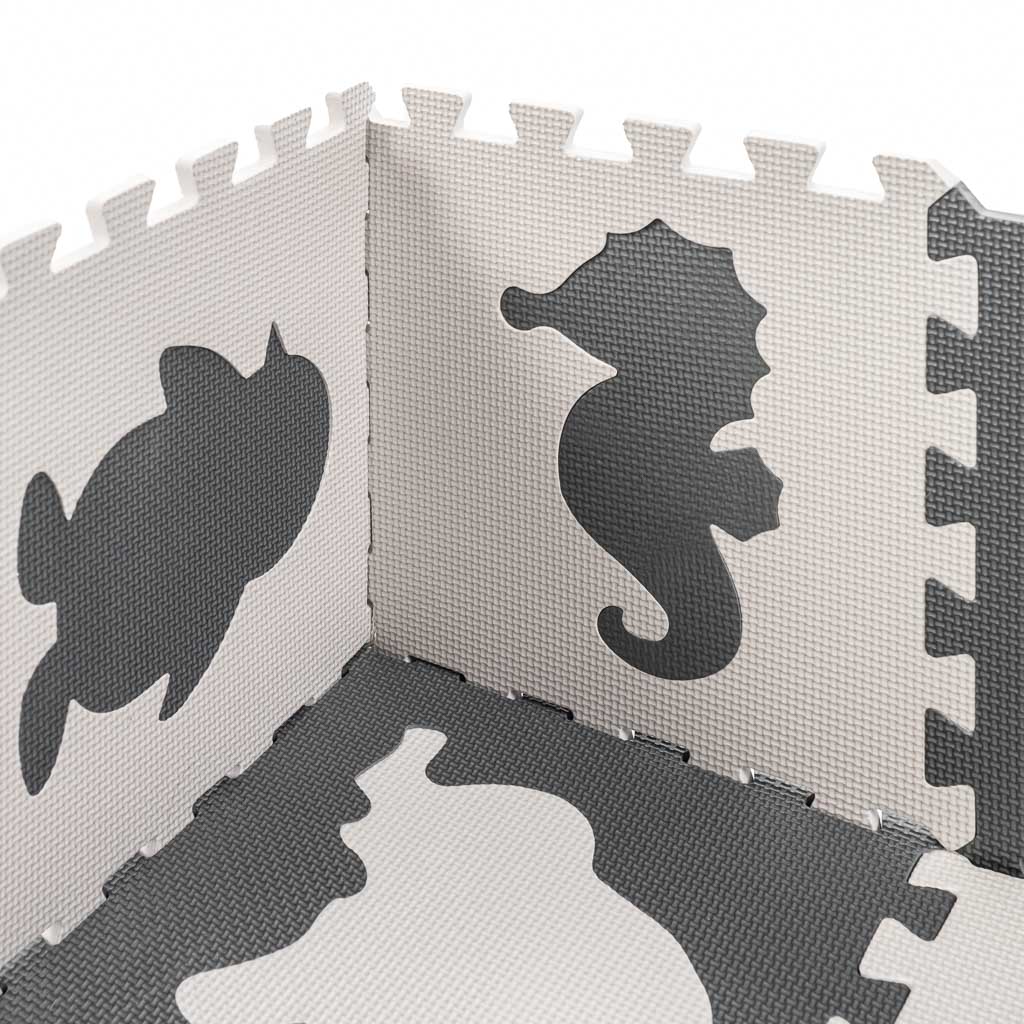 Gray Animal Foam Puzzle Play Mat 85 × 85 cm – 9-Piece EVA Mat