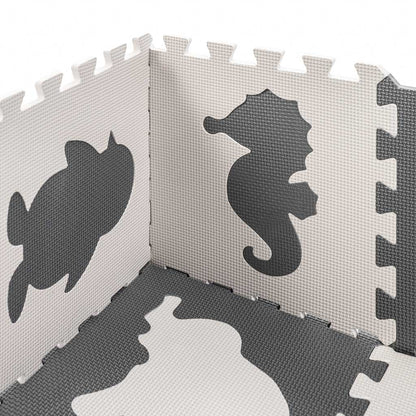 Gray Animal Foam Puzzle Play Mat 85 × 85 cm – 9-Piece EVA Mat