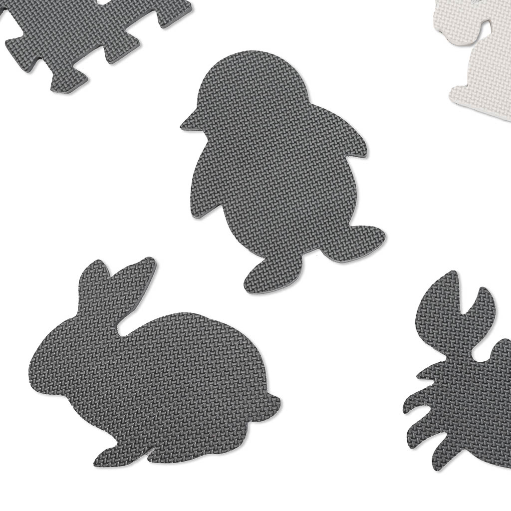 Gray Animal Foam Puzzle Play Mat 85 × 85 cm – 9-Piece EVA Mat