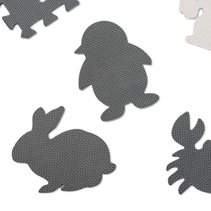 Gray Animal Foam Puzzle Play Mat 85 × 85 cm – 9-Piece EVA Mat