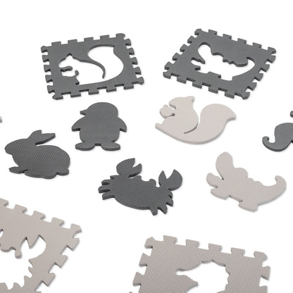 Gray Animal Foam Puzzle Play Mat 85 × 85 cm – 9-Piece EVA Mat