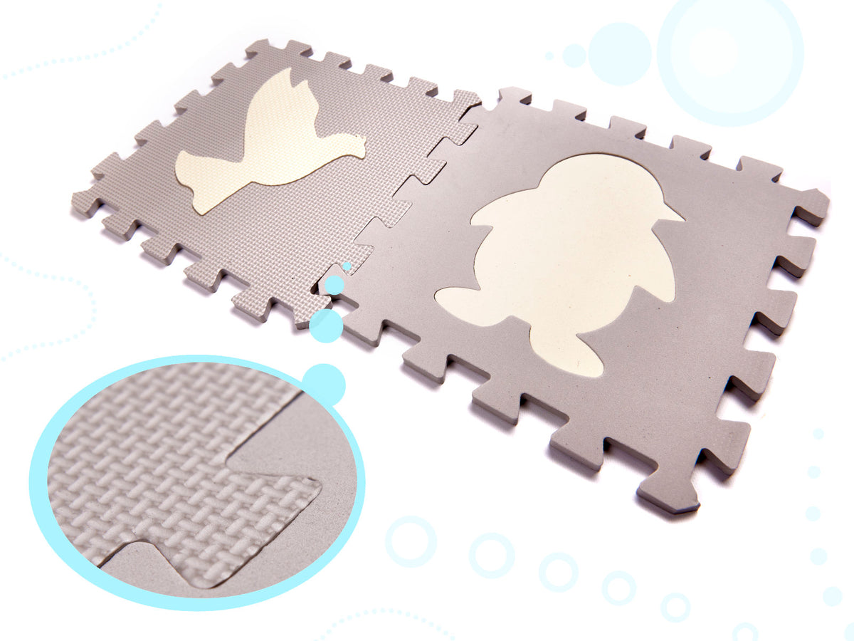 Foam Puzzle Play Mat Grey Ecru 144x144cm 36 Pieces