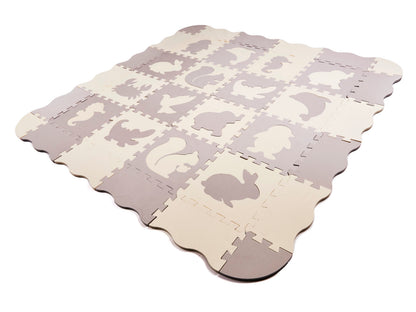 Foam Puzzle Play Mat Grey Ecru 144x144cm 36 Pieces