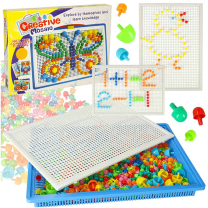 Mushroom Peg Puzzle Mosaic Set for Kids – 296 Pieces