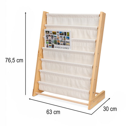 Montessori Kids Wooden Bookshelf with 6 Fabric Pockets