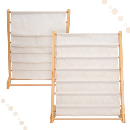 Montessori Kids Wooden Bookshelf with 6 Fabric Pockets