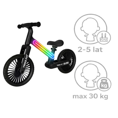 Rowerek biegowy TRIKE FIX Glow LED – czarny