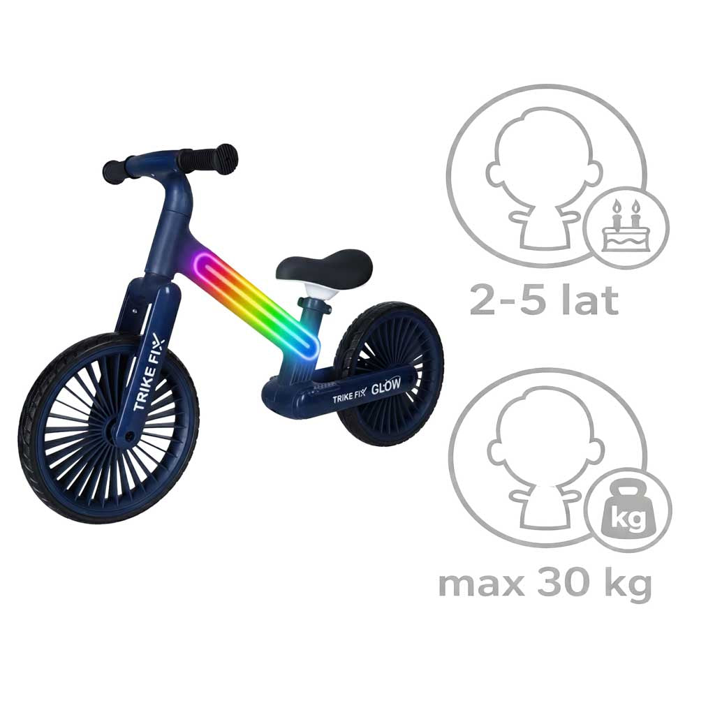 Rowerek biegowy TRIKE FIX Glow LED – granatowy