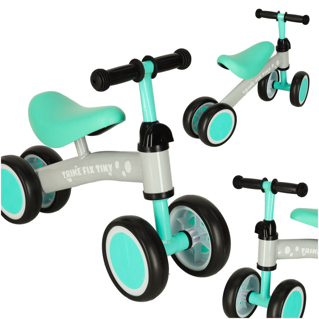Rowerek biegowy czterokołowy dla maluchów Trike Fix Tiny 2+ – miętowo-szary