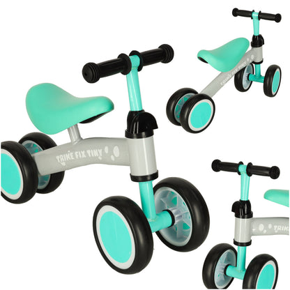 Rowerek biegowy czterokołowy dla maluchów Trike Fix Tiny 2+ – miętowo-szary