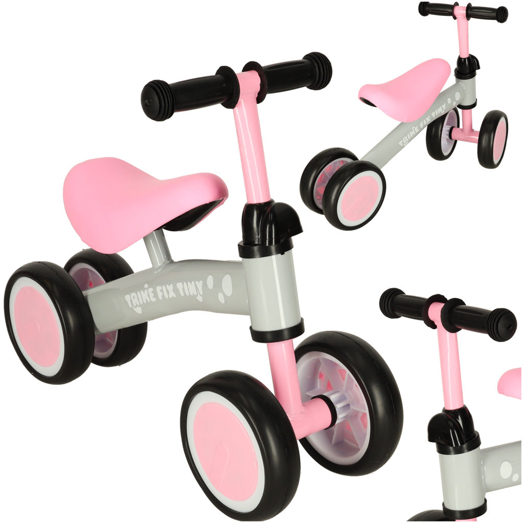 Trike Fix Tiny czterokołowy rowerek biegowy dla dzieci 2+ – różowo-szary
