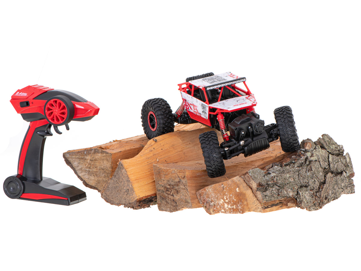 RC Rock Crawler 4WD Remote Control Off-Road Car 1:18 – Red