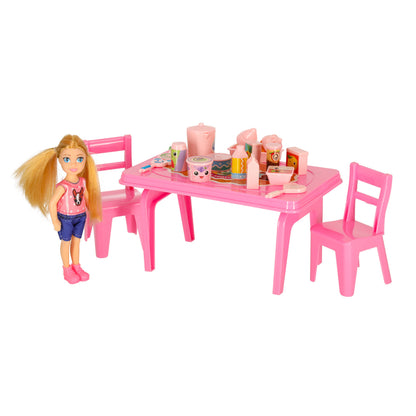 2-in-1 Doll Camper & Ice Cream Food Truck Playset – 21 Pieces