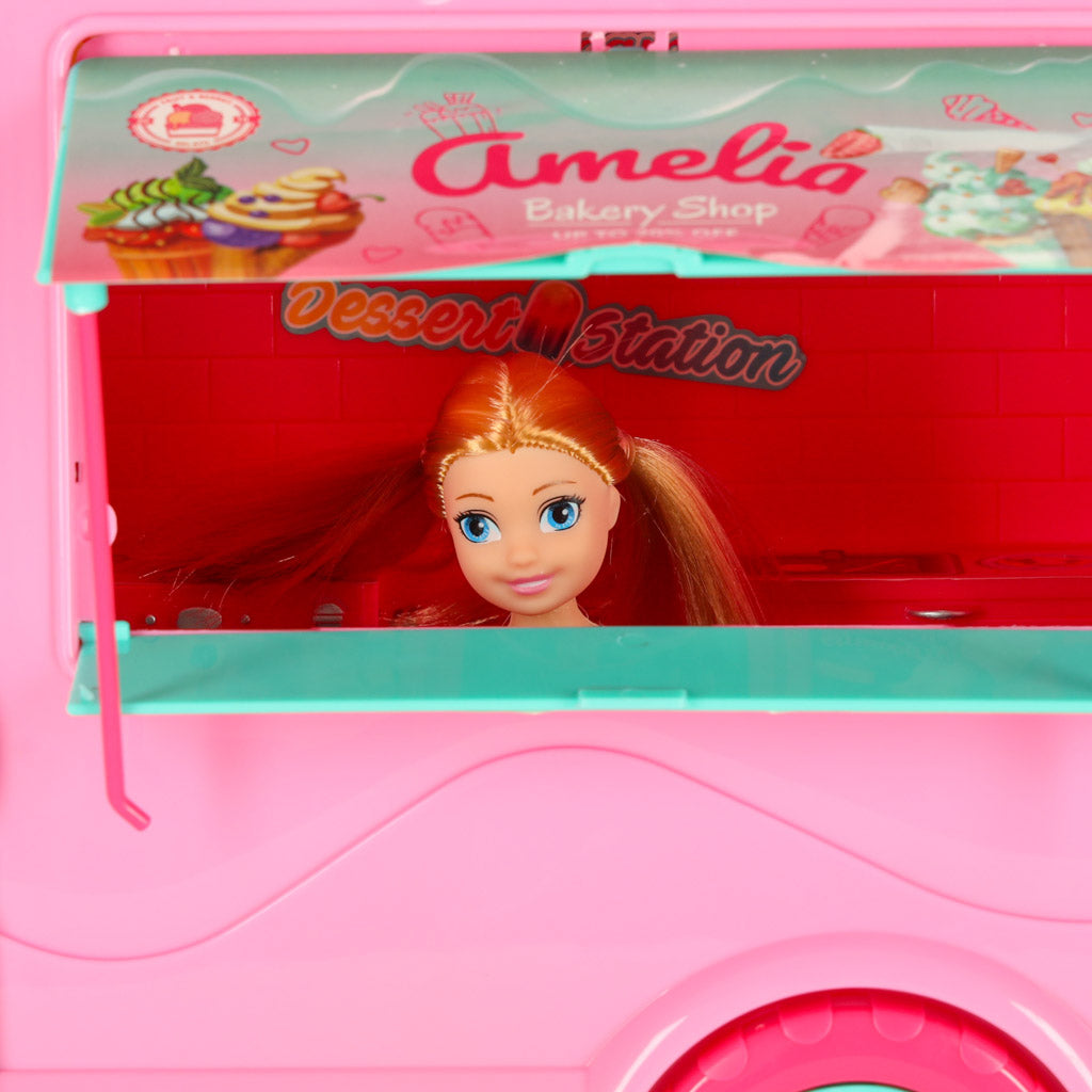 2-in-1 Doll Camper & Ice Cream Food Truck Playset – 21 Pieces