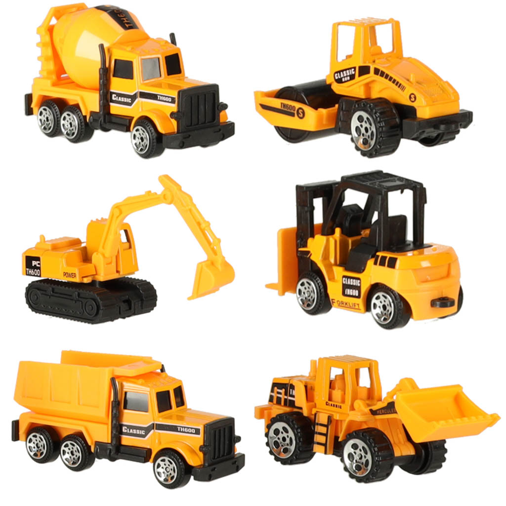 Zestaw zabawek – pojazdy budowlane – 6 mini maszyn budowlanych