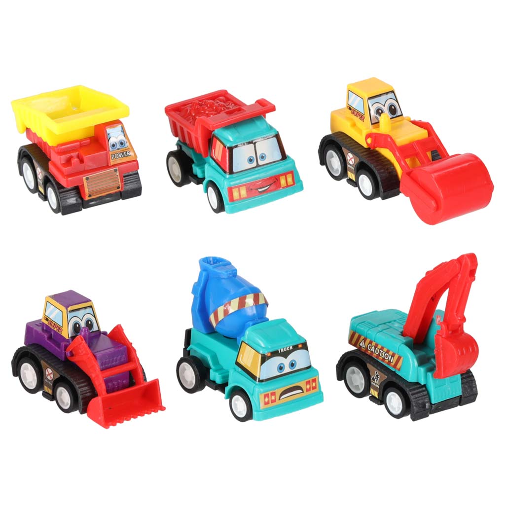 6-Piece Mini Construction Vehicle Set for Kids 3+ – Friction-Powered