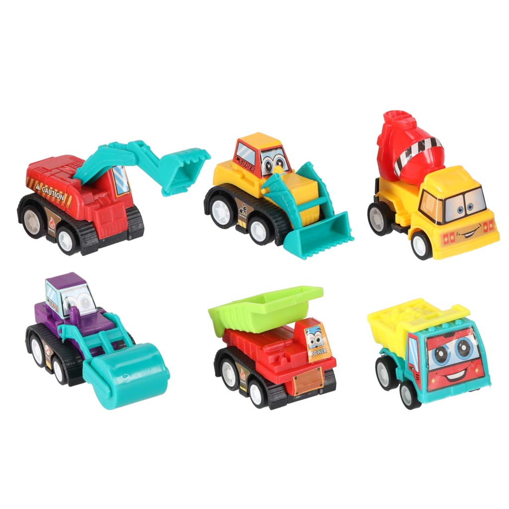 6-Piece Mini Construction Vehicle Set for Kids 3+ – Friction-Powered