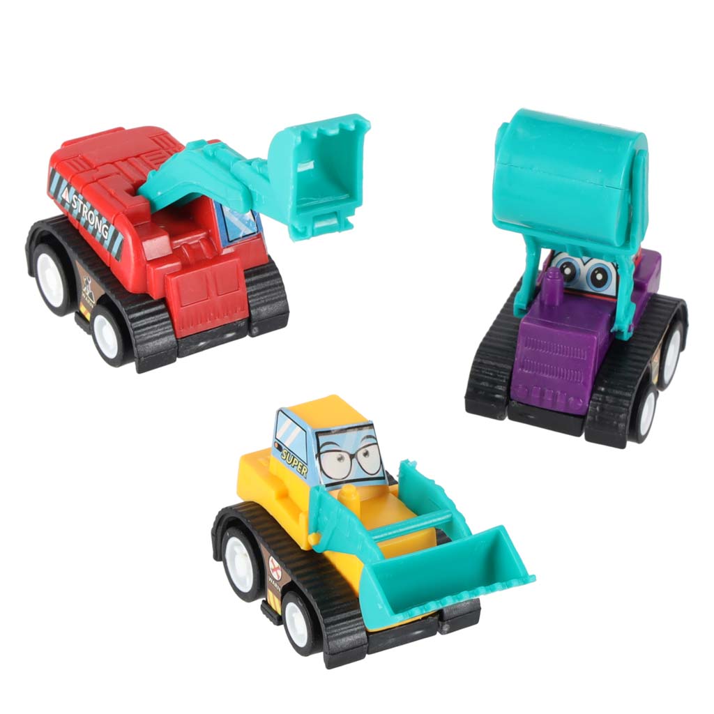 6-Piece Mini Construction Vehicle Set for Kids 3+ – Friction-Powered