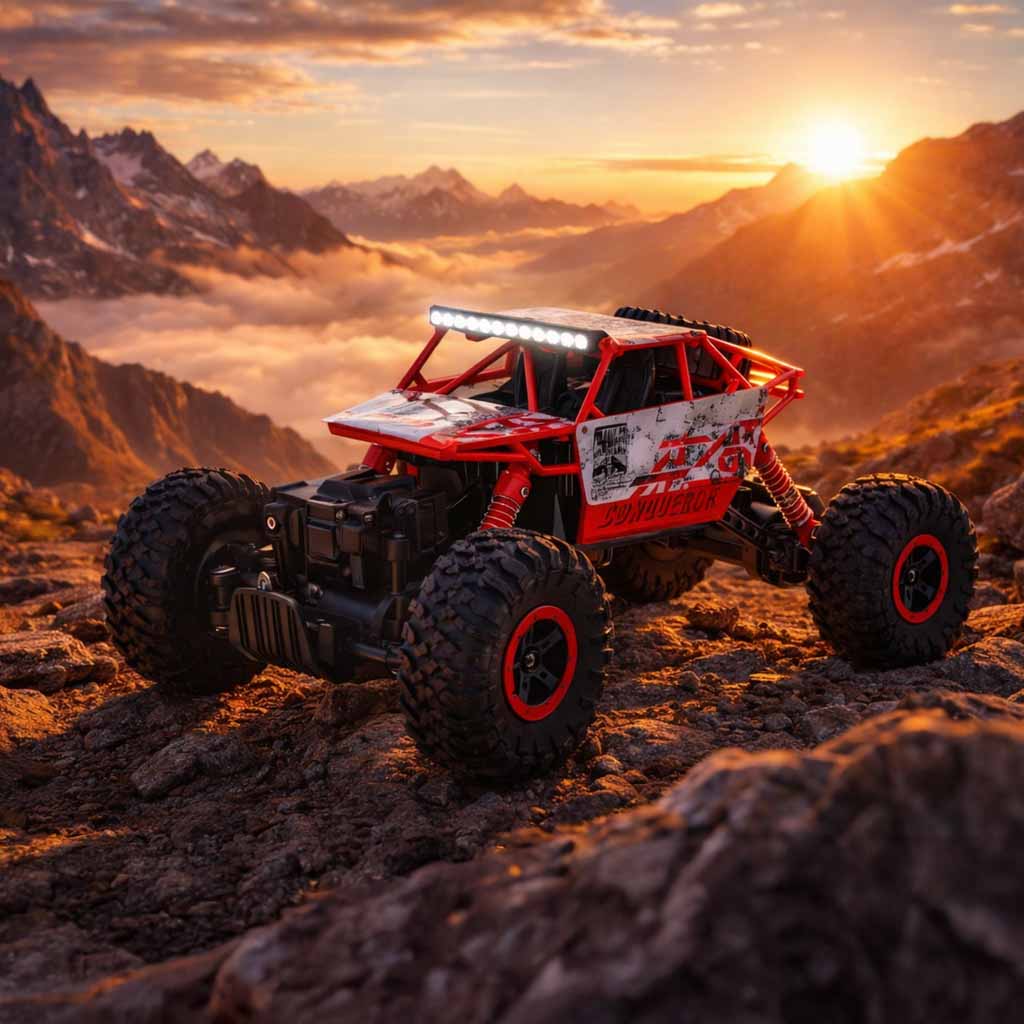 RC Rock Crawler 4WD Remote Control Off-Road Car 1:18 – Red