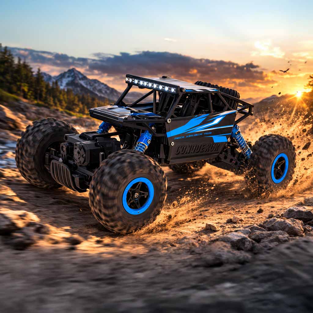 Zdalnie sterowany samochód terenowy RC Rock Crawler 4WD 1:18 – niebieski