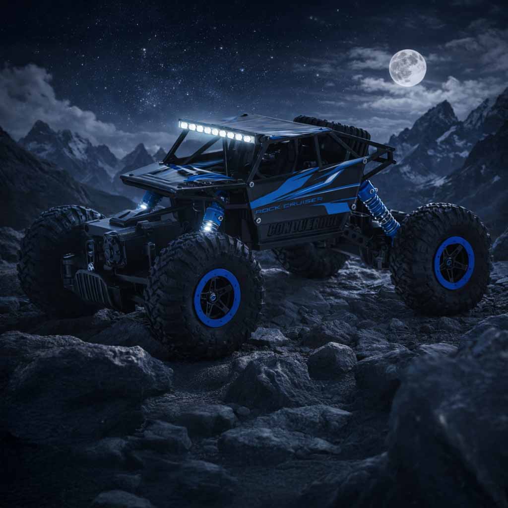Zdalnie sterowany samochód terenowy RC Rock Crawler 4WD 1:18 – niebieski
