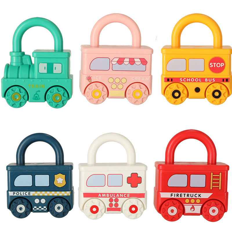 Montessori Vehicle Lock & Key Set – 6 Cars & 7 Keys 18M+