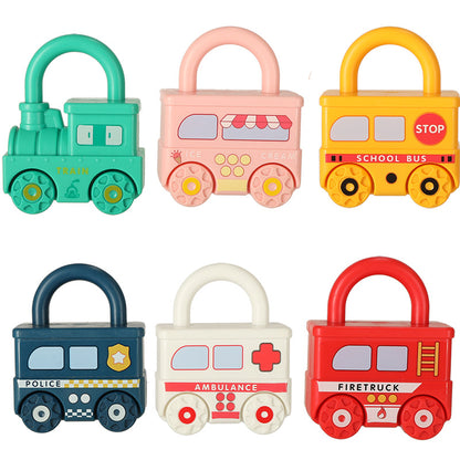 Montessori Vehicle Lock & Key Set – 6 Cars & 7 Keys 18M+