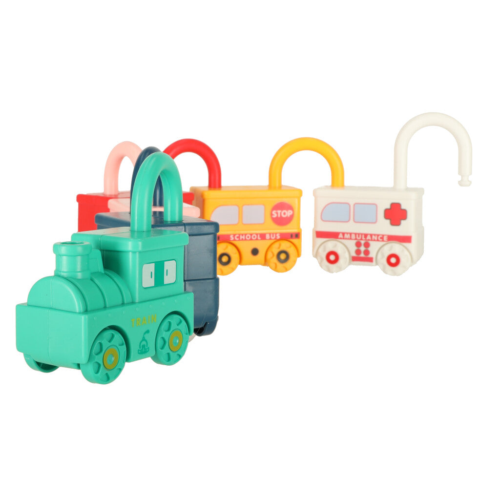 Montessori Vehicle Lock & Key Set – 6 Cars & 7 Keys 18M+