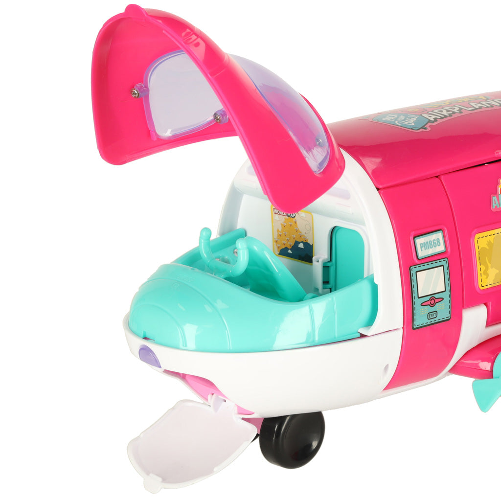 2-in-1 Foldable Toy Airplane with Doll & Travel Accessories