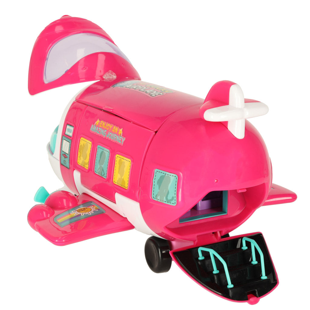 2-in-1 Foldable Toy Airplane with Doll & Travel Accessories