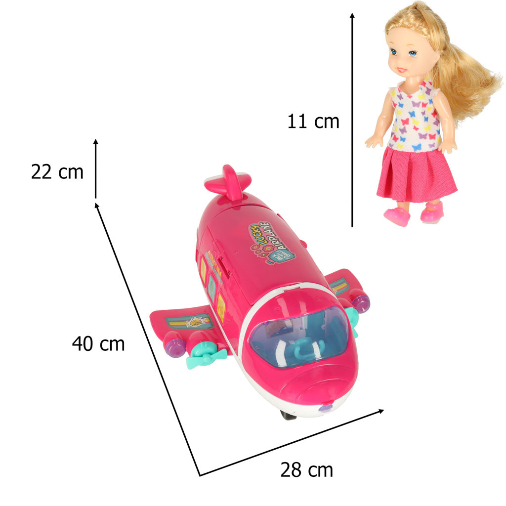 2-in-1 Foldable Toy Airplane with Doll & Travel Accessories