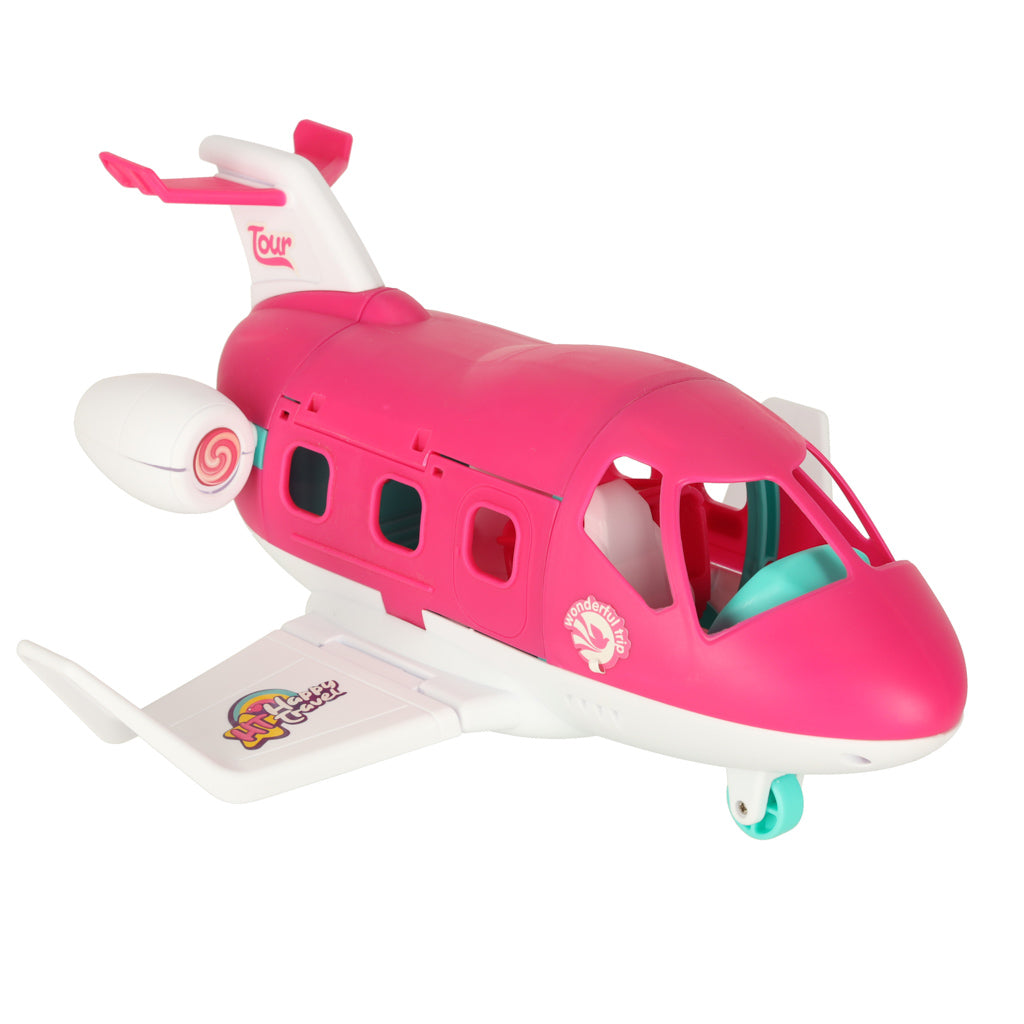 Toy Airplane with Stewardess Doll & Luggage – Foldable Travel Playset