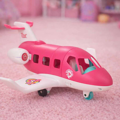 Toy Airplane with Stewardess Doll & Luggage – Foldable Travel Playset