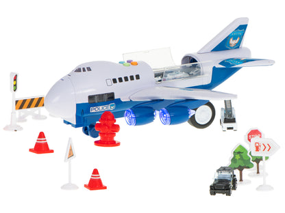 Police Vehicle Transporter Airplane Playset